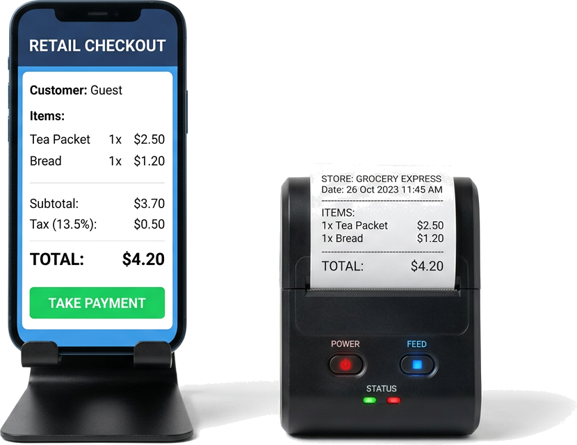 Starter kit — mobile phone + Bluetooth printer